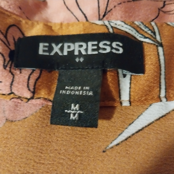 Express Orange Button Down Shirt with Notched Collar 100% Polyesyer - Picture 9 of 9